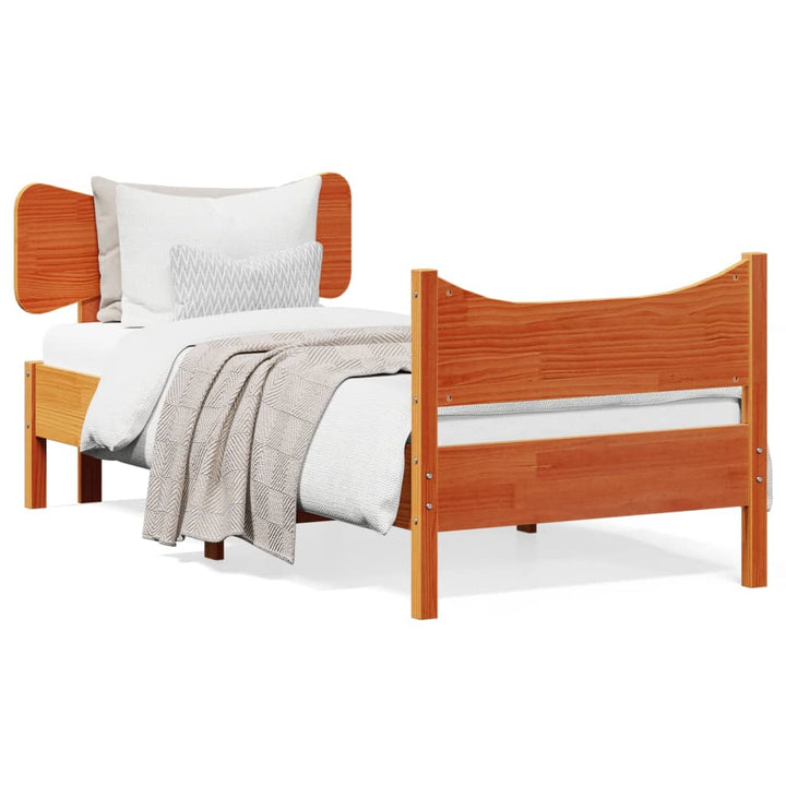 sengeramme uden madras 75x190 cm massivt fyrretræ gyldenbrun