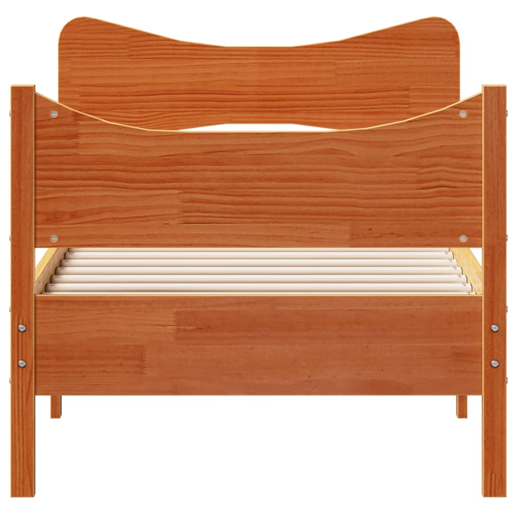 sengeramme uden madras 75x190 cm massivt fyrretræ gyldenbrun