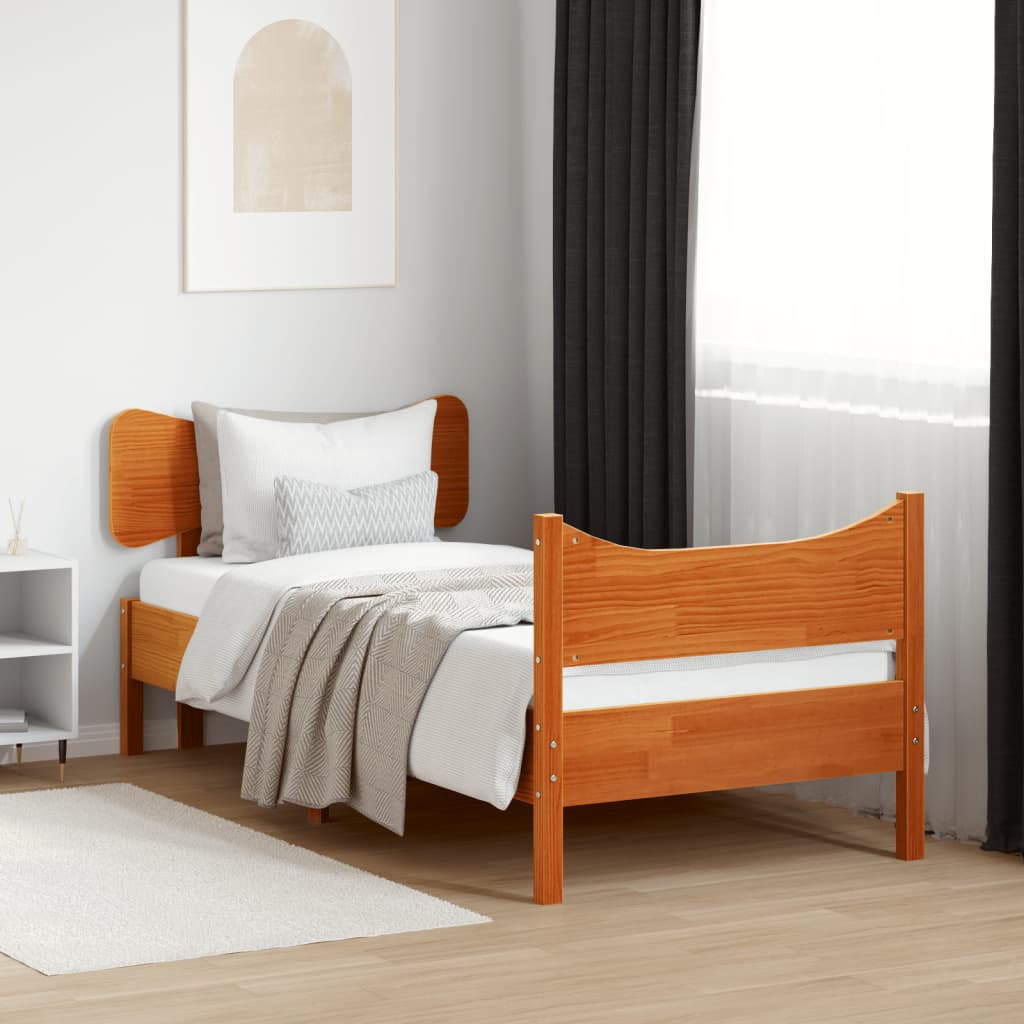 sengeramme uden madras 75x190 cm massivt fyrretræ gyldenbrun
