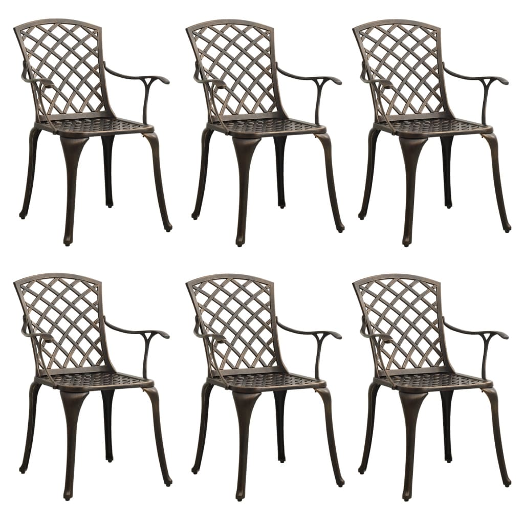 havestole 6 stk. støbt aluminium bronzefarvet