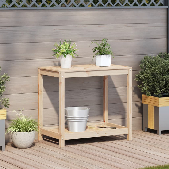 plantebord med hylde 82,5x50x75 cm massivt fyrretræ