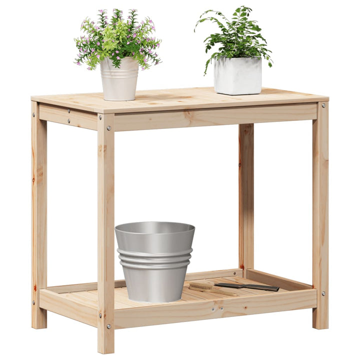 plantebord med hylde 82,5x50x75 cm massivt fyrretræ