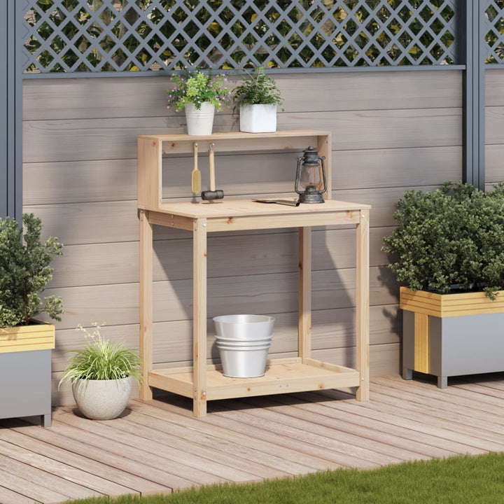 plantebord med hylder 82,5x50x109,5 cm massivt fyrretræ