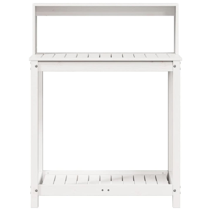 plantebord med hylder 82,5x50x109,5 cm massivt fyrretræ hvid