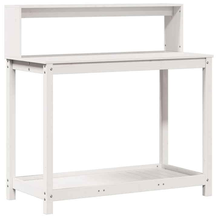 plantebord med hylder 108x50x109,5 cm massivt fyrretræ hvid