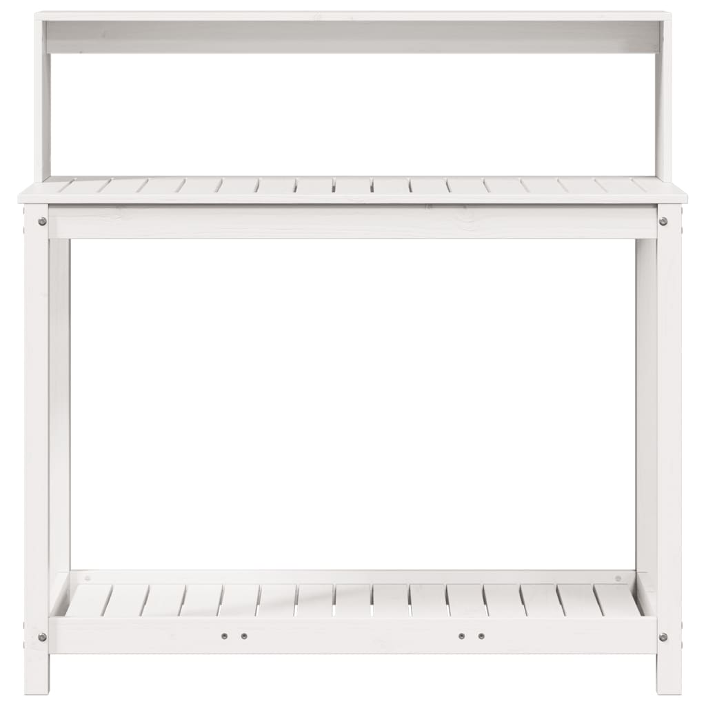 plantebord med hylder 108x50x109,5 cm massivt fyrretræ hvid