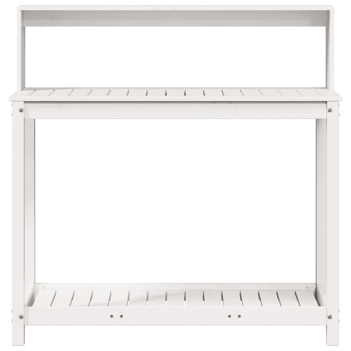 plantebord med hylder 108x50x109,5 cm massivt fyrretræ hvid