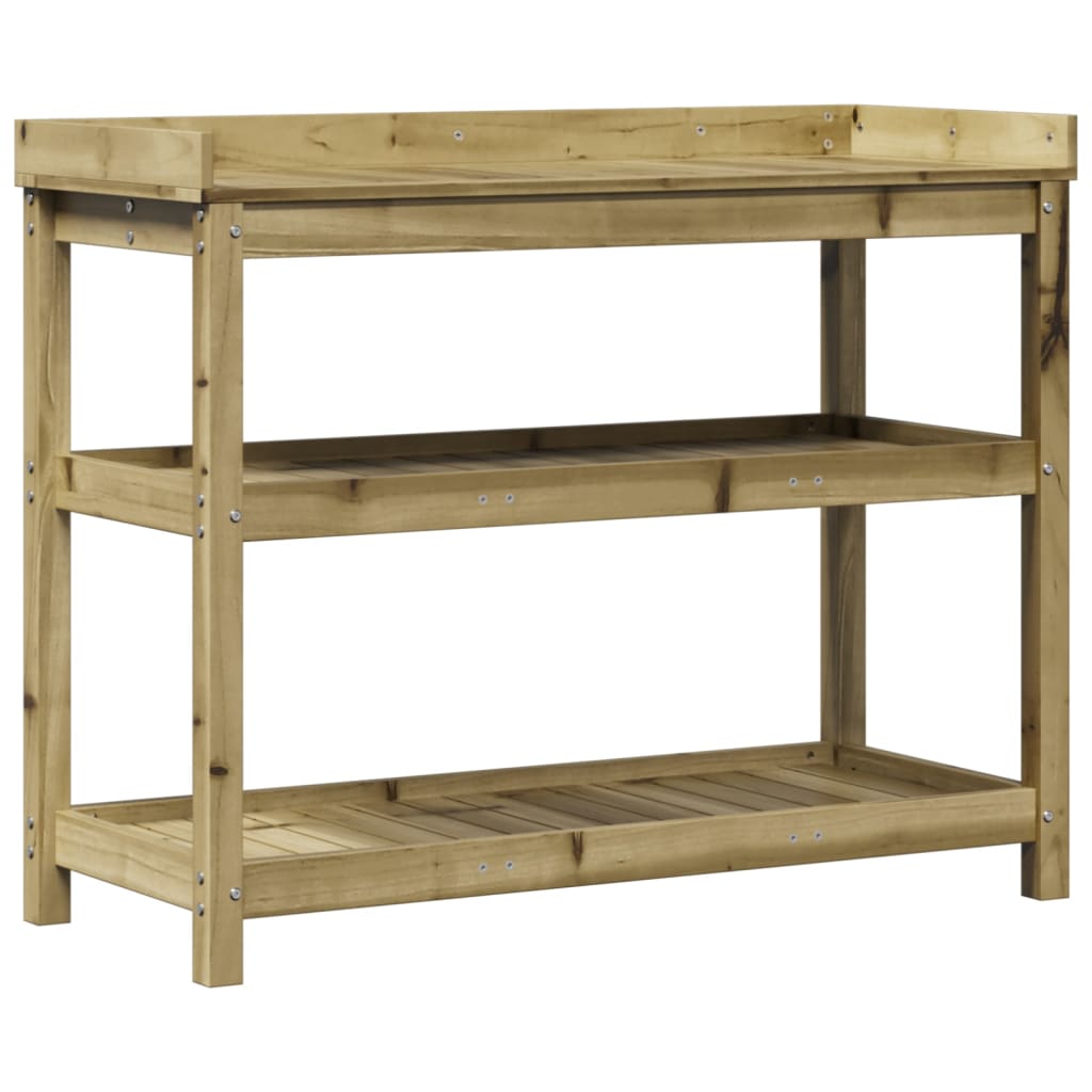 plantebord med hylder 108x45x86,5 cm imprægneret fyrretræ