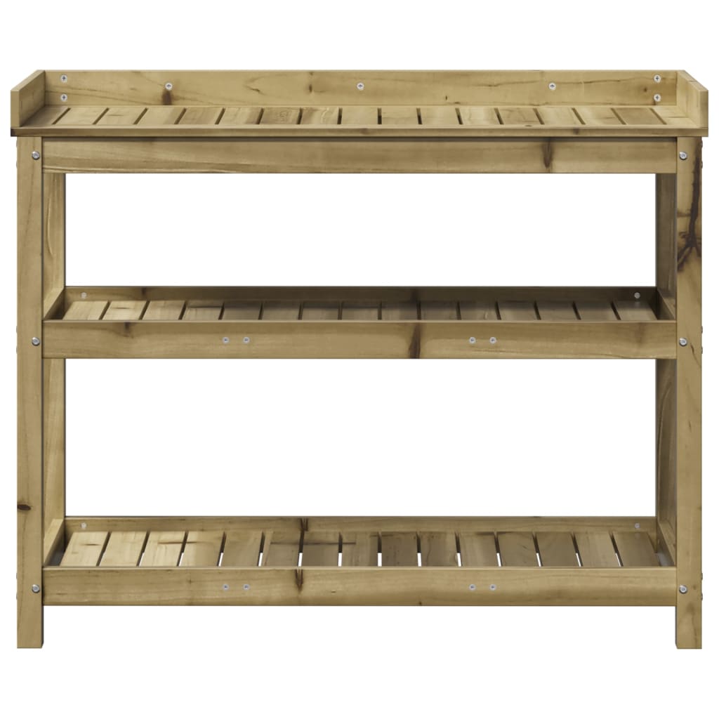 plantebord med hylder 108x45x86,5 cm imprægneret fyrretræ