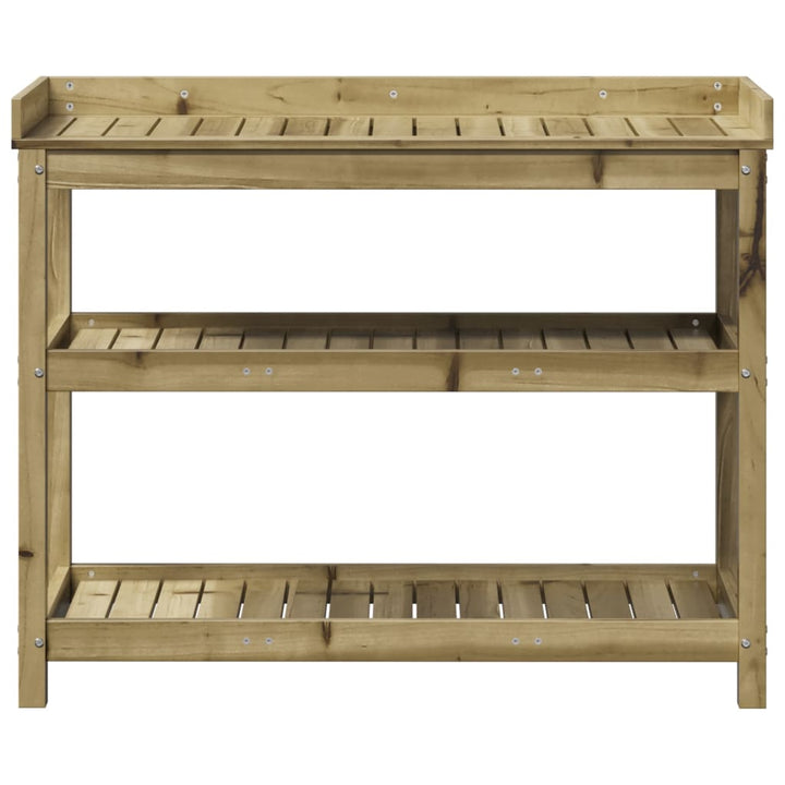 plantebord med hylder 108x45x86,5 cm imprægneret fyrretræ