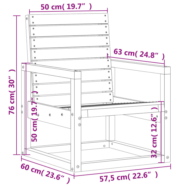 havestol 57,5x63x76 cm massivt fyrretræ hvid