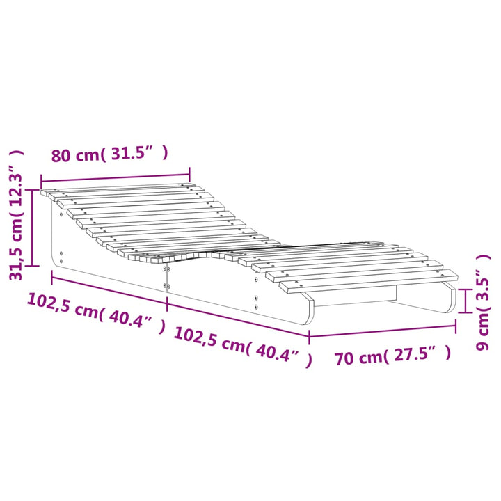 liggestol 205x80x31,5 cm massivt douglasgran