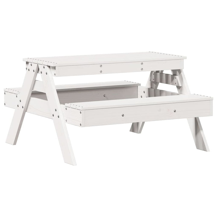 picnicbord til børn 88x97x52 cm massivt fyrretræ hvid