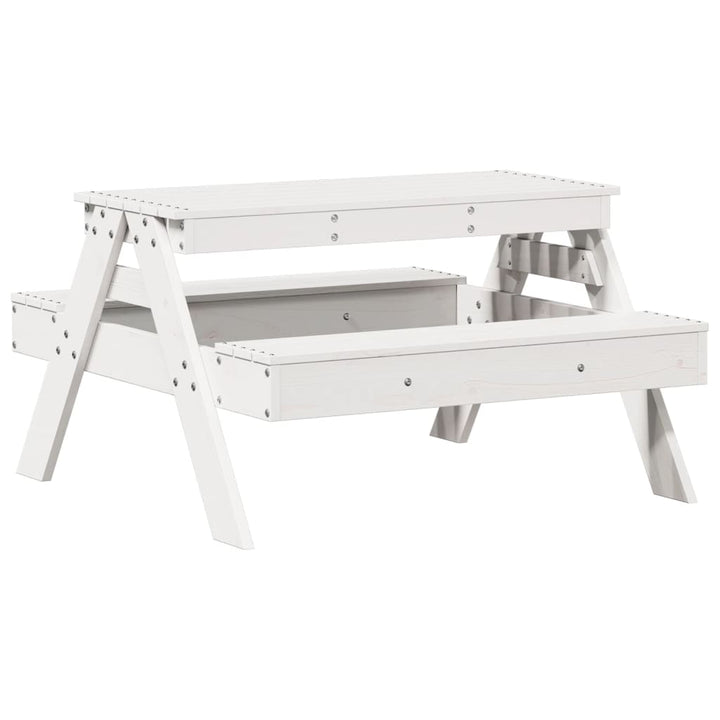 picnicbord til børn 88x97x52 cm massivt fyrretræ hvid