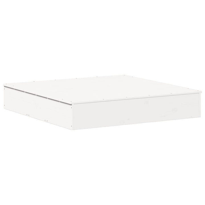 sandkasse med låg 111x111x19,5 cm massivt fyrretræ hvid