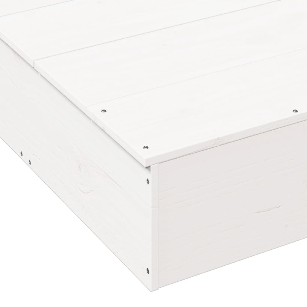 sandkasse med låg 111x111x19,5 cm massivt fyrretræ hvid