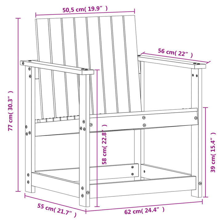 havestol 62x56x77 cm massivt fyrretræ hvid