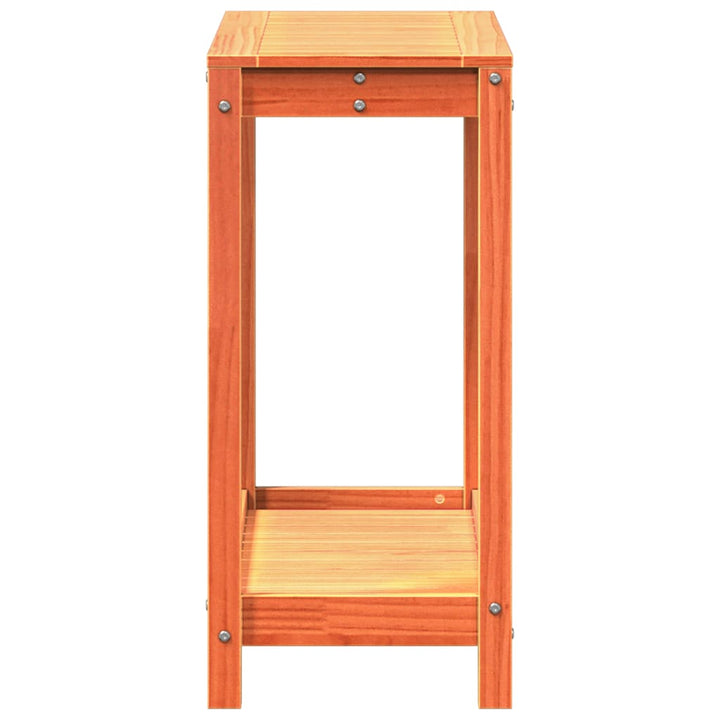 plantebord med hylde 82,5x35x75 cm massivt fyrretræ gyldenbrun