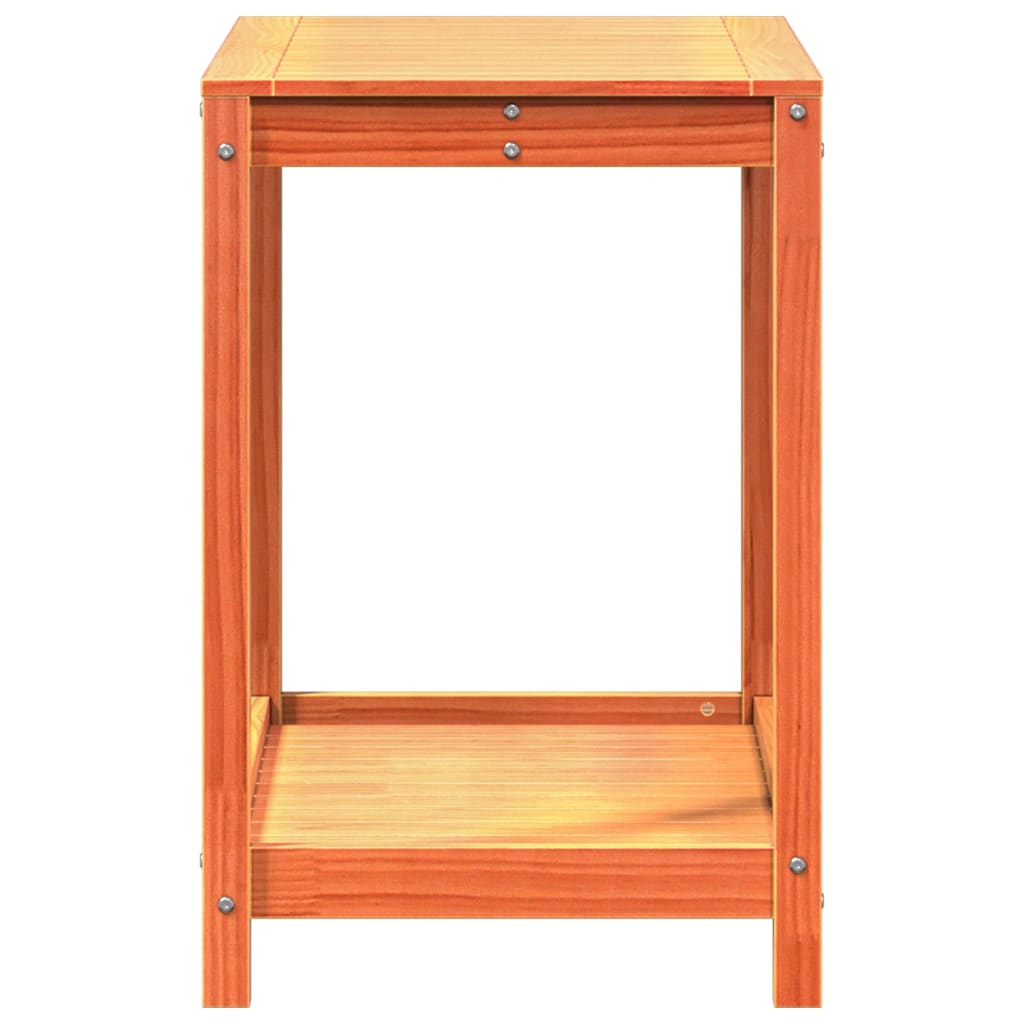 plantebord med hylde 82,5x50x75 cm massivt fyrretræ gyldenbrun