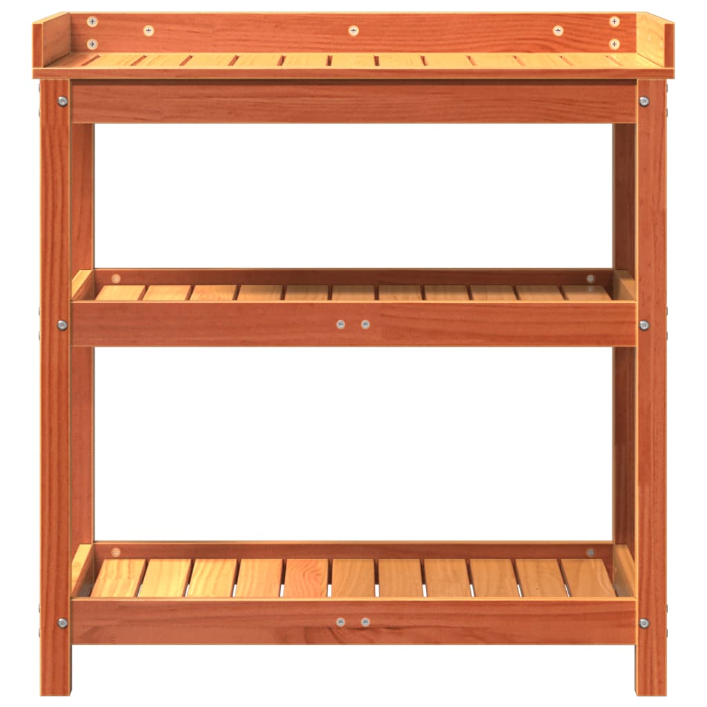 plantebord med hylder 82,5x45x86,5 cm massivt fyrretræ brun