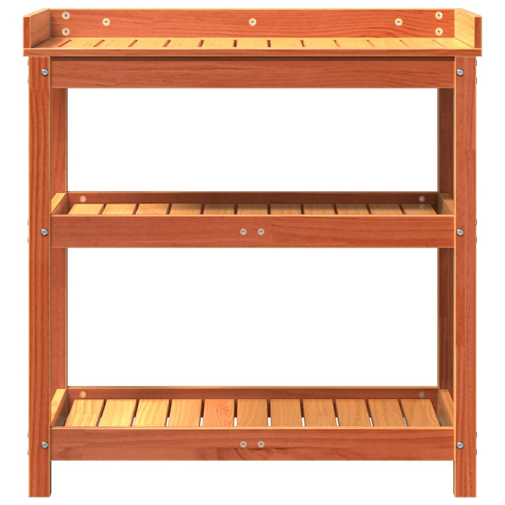 plantebord med hylder 82,5x45x86,5 cm massivt fyrretræ brun