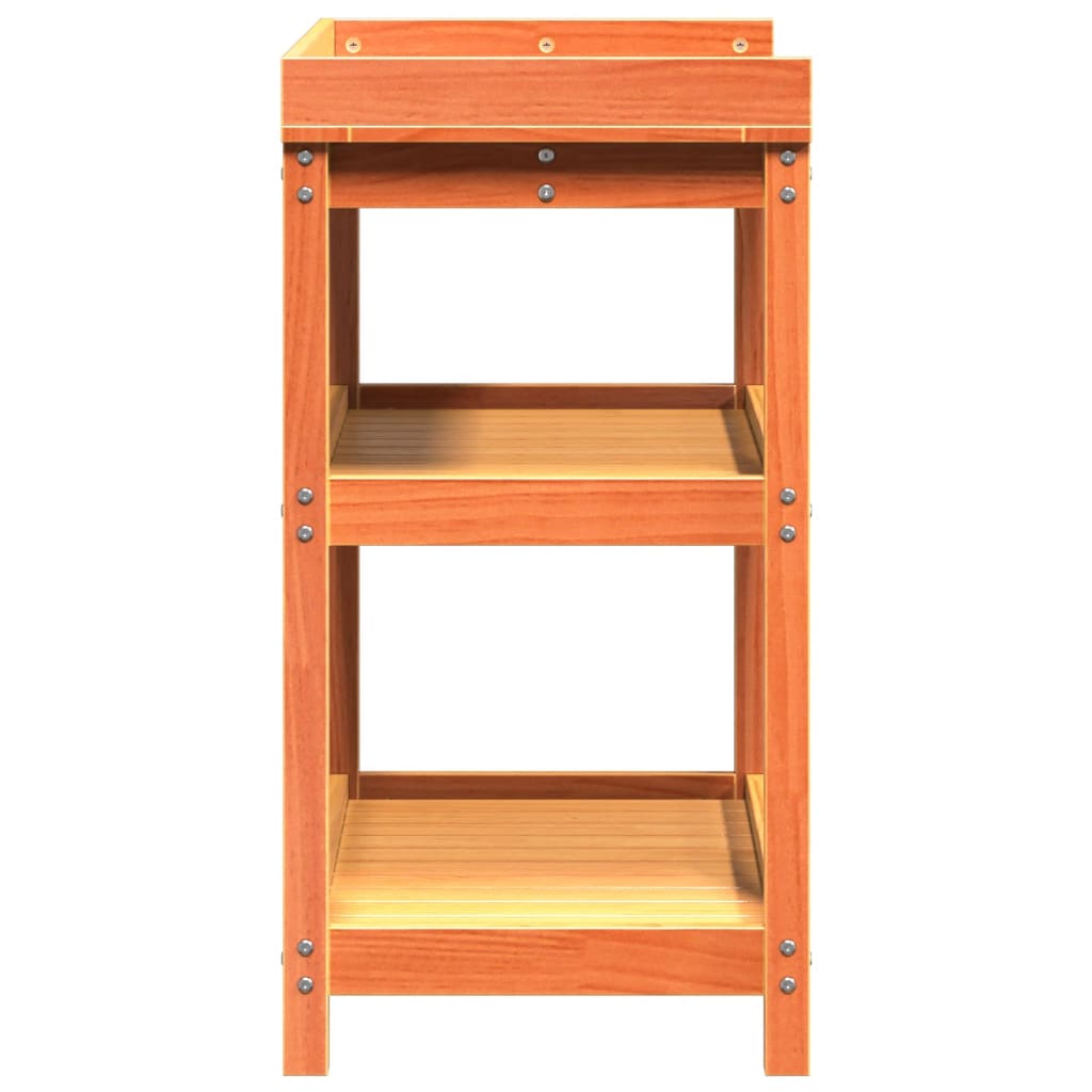 plantebord med hylder 82,5x45x86,5 cm massivt fyrretræ brun