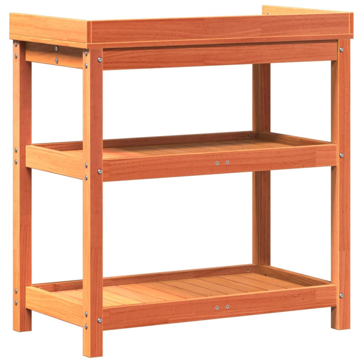 plantebord med hylder 82,5x45x86,5 cm massivt fyrretræ brun