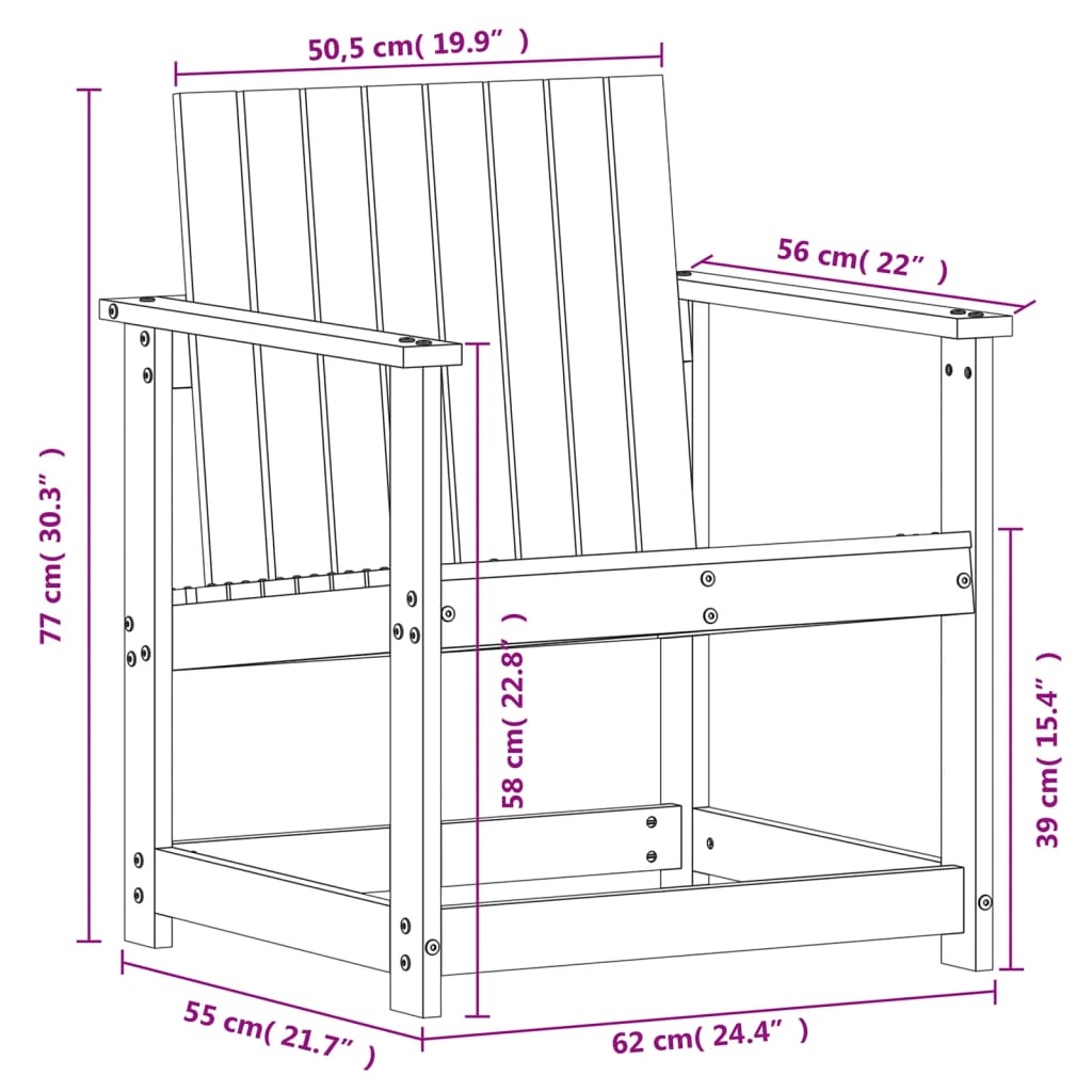 havestol 62x56x77 cm massivt fyrretræ gyldenbrun