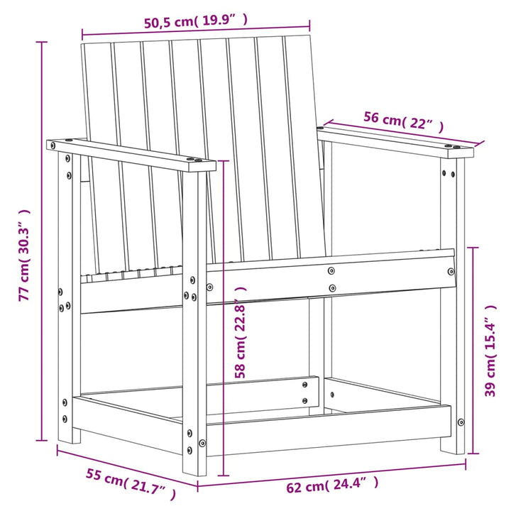 havestol 62x56x77 cm massivt fyrretræ gyldenbrun