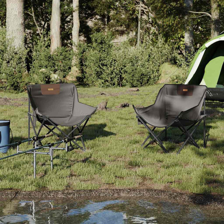 campingstole med lommer 2 stk. foldbar grå