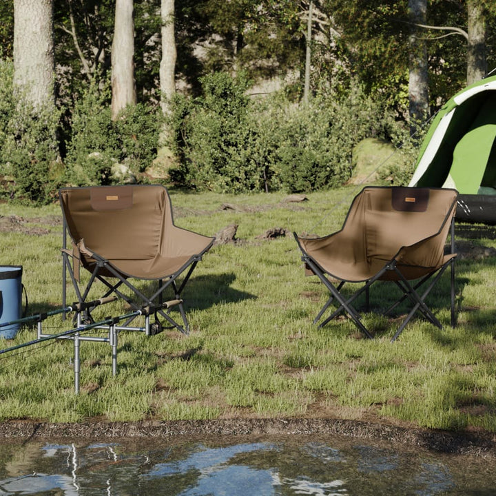 campingstole med lommer 2 stk. foldbar brun