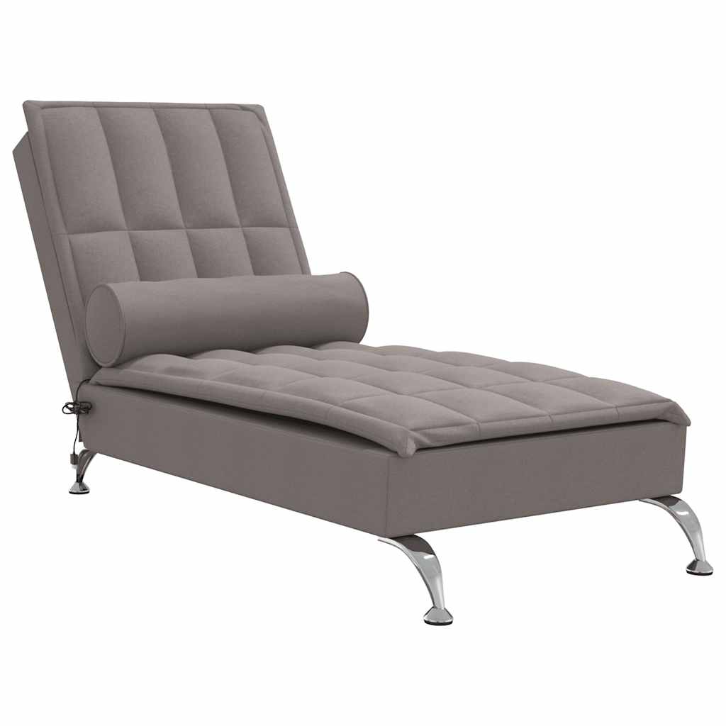 chaiselong med massage og pude stof gråbrun