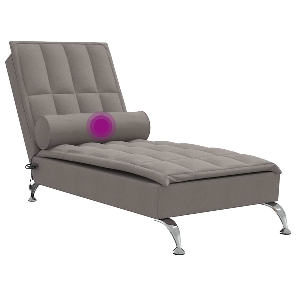 chaiselong med massage og pude stof gråbrun
