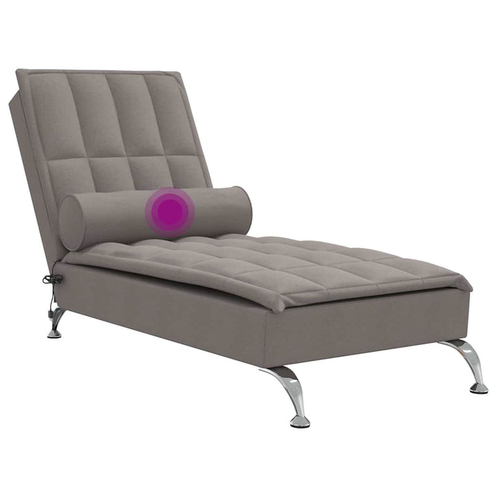 chaiselong med massage og pude stof gråbrun