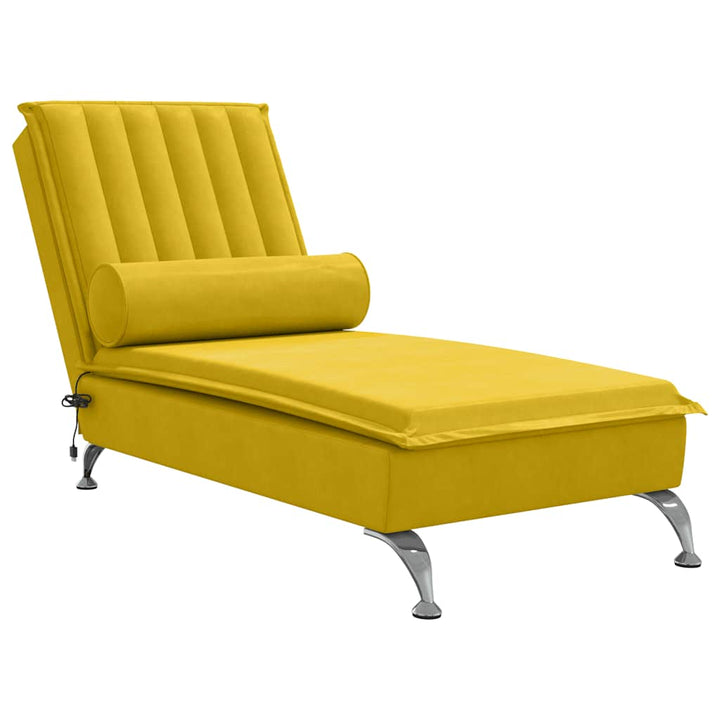 chaiselong med massage og pude fløjl gul