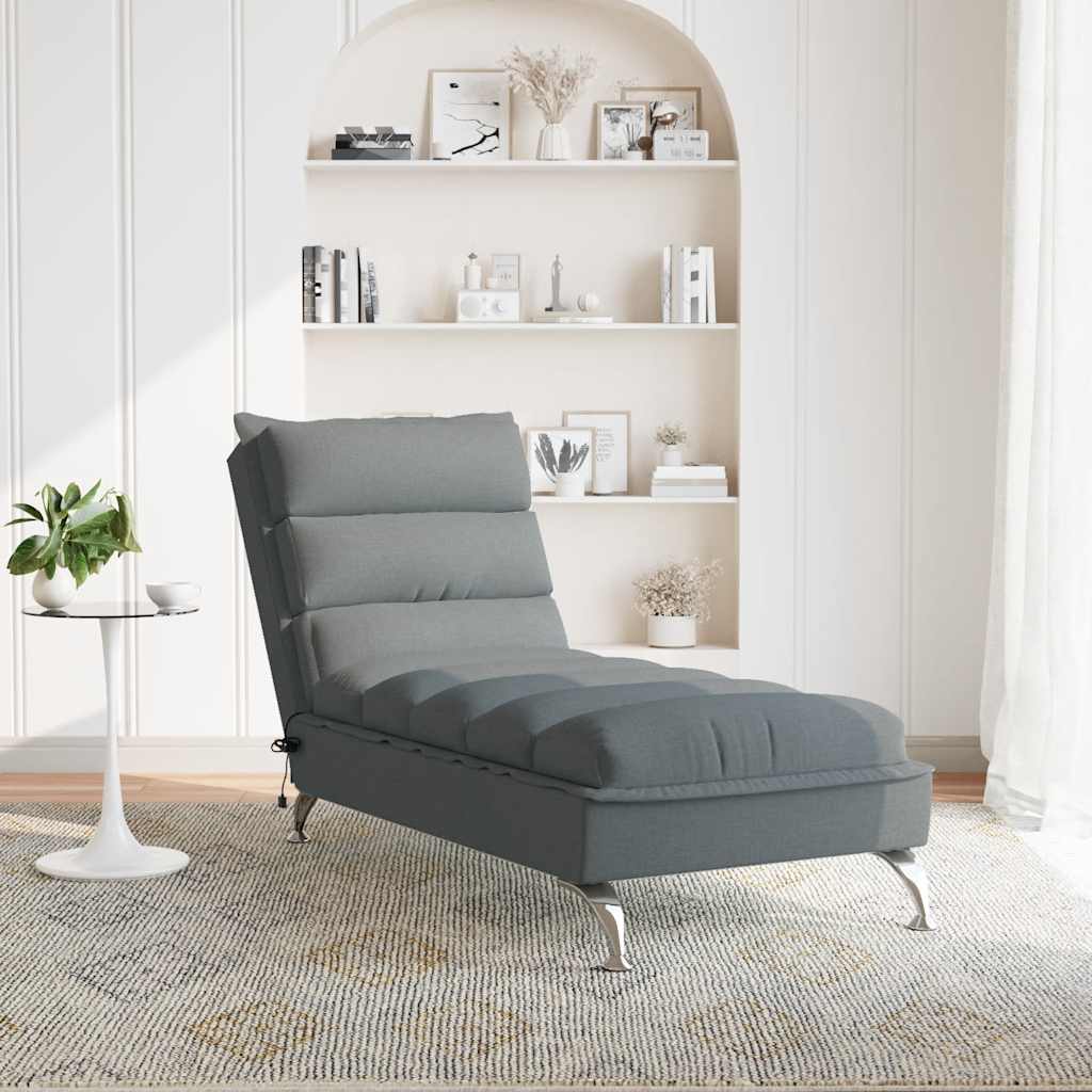 chaiselong med massage og hynder stof mørkegrå