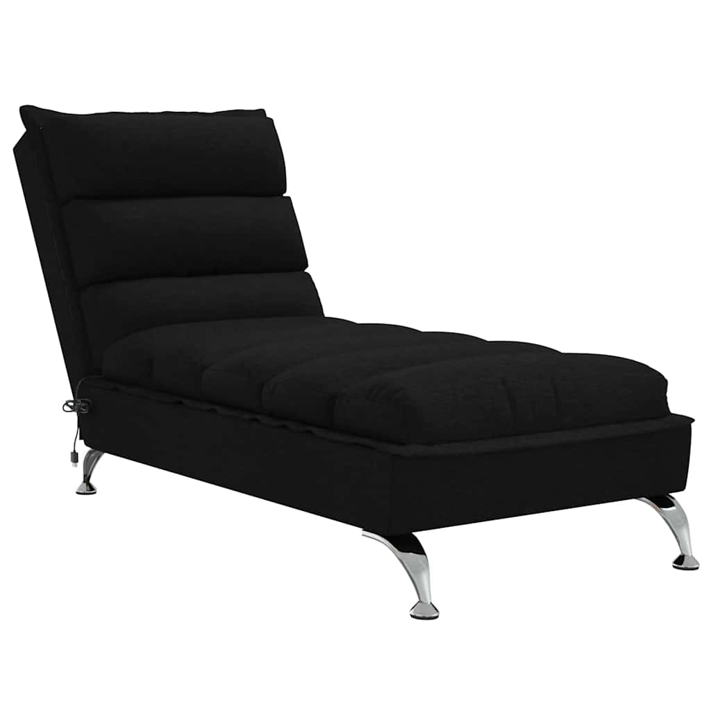 chaiselong med massage og hynder stof sort