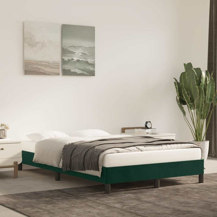 sengeramme uden madras 120x190 cm fløjl mørkegrøn