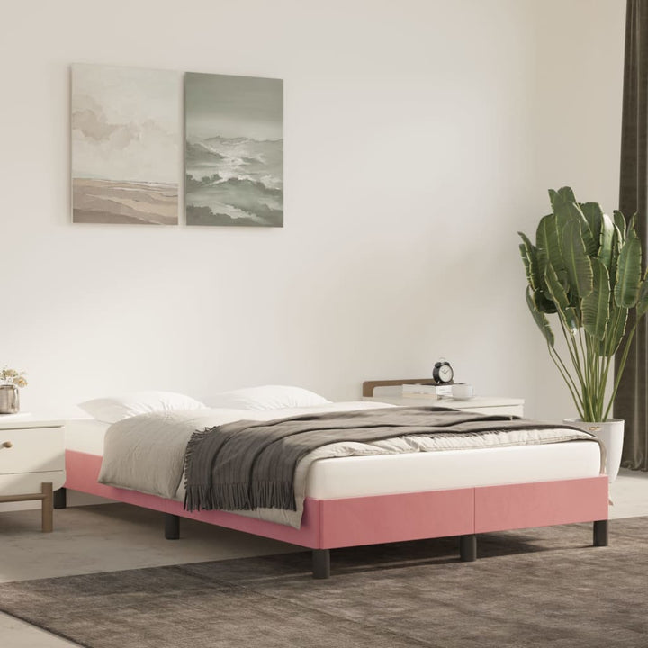 sengeramme uden madras 120x190 cm fløjl lyserød