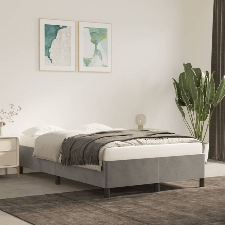 sengeramme uden madras 120x190 cm fløjl enkeltseng lysegrå
