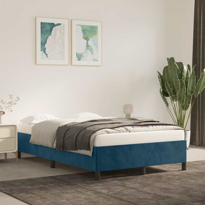 sengeramme uden madras 120x190 cm fløjl mørkeblå