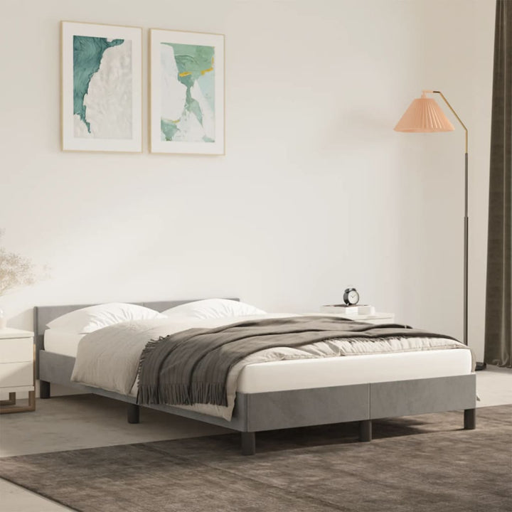sengeramme uden madras 120x190 cm fløjl enkeltseng lysegrå