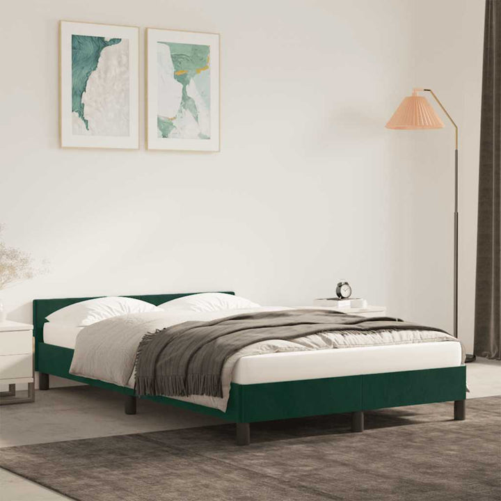 sengeramme uden madras 120x190 cm fløjl mørkegrøn