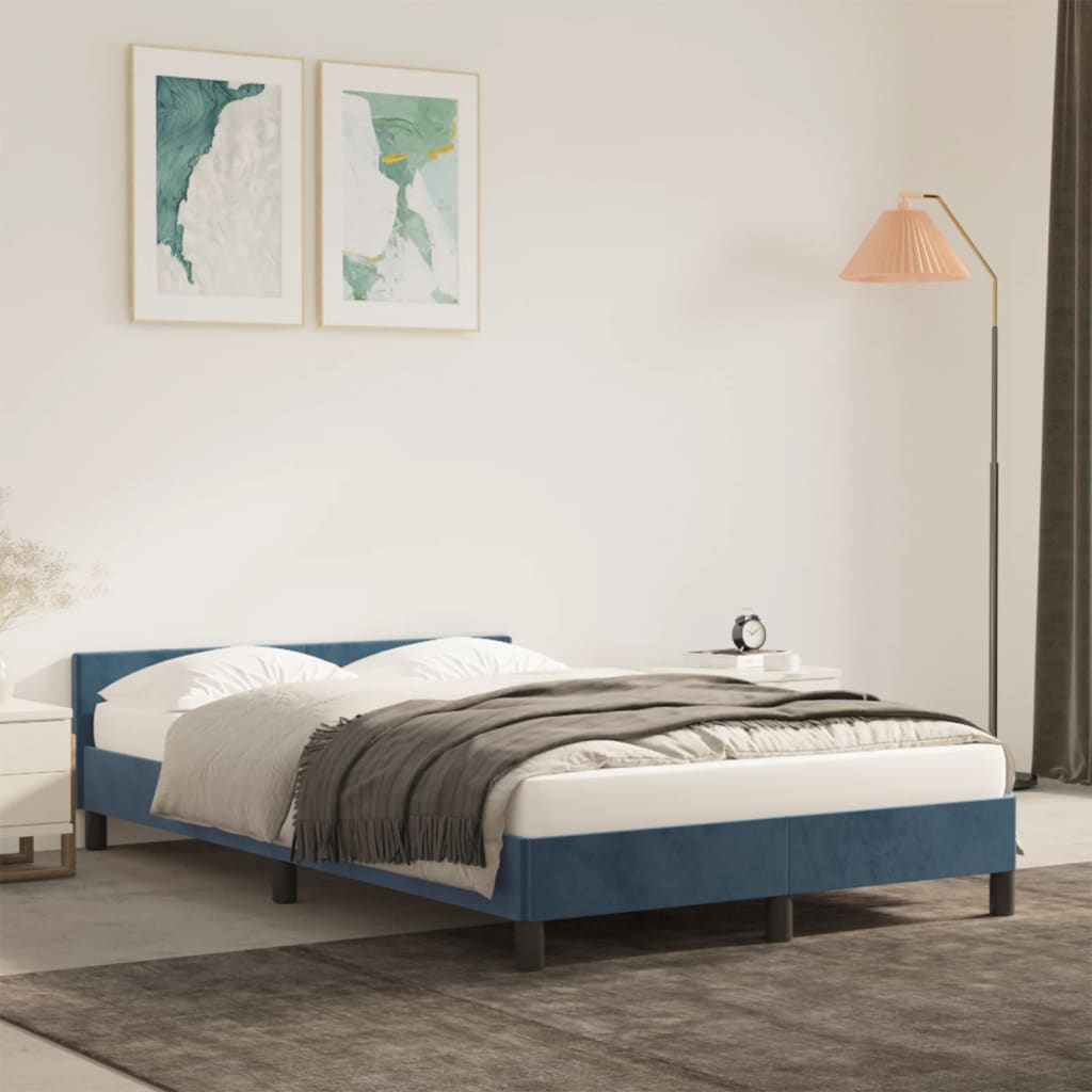 sengeramme uden madras 120x190 cm fløjl mørkeblå
