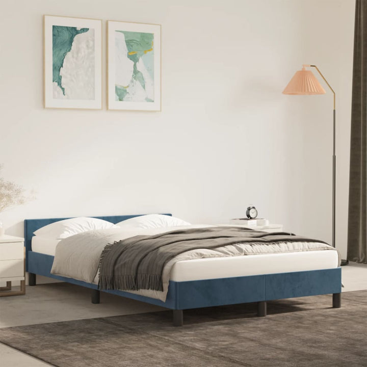 sengeramme uden madras 120x190 cm fløjl mørkeblå