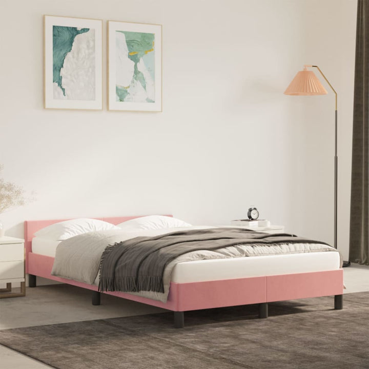 sengeramme uden madras 120x190 cm fløjl lyserød