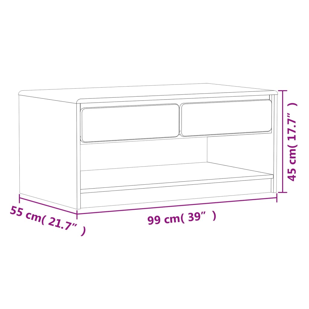 sofabord SAUDA 99x55x45 cm massivt fyrretræ egetræsfarvet