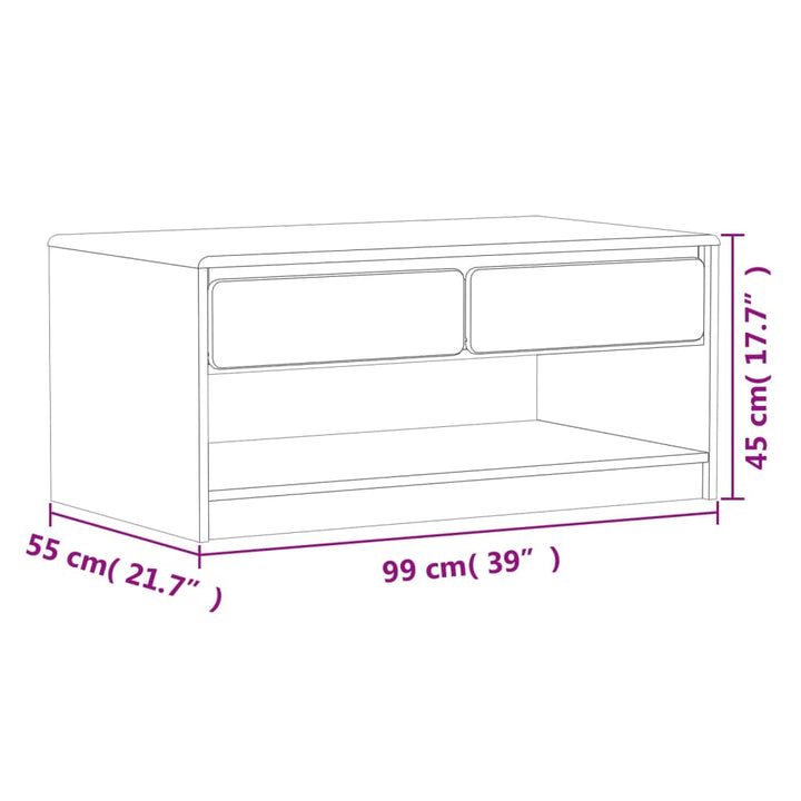 sofabord SAUDA 99x55x45 cm massivt fyrretræ egetræsfarvet