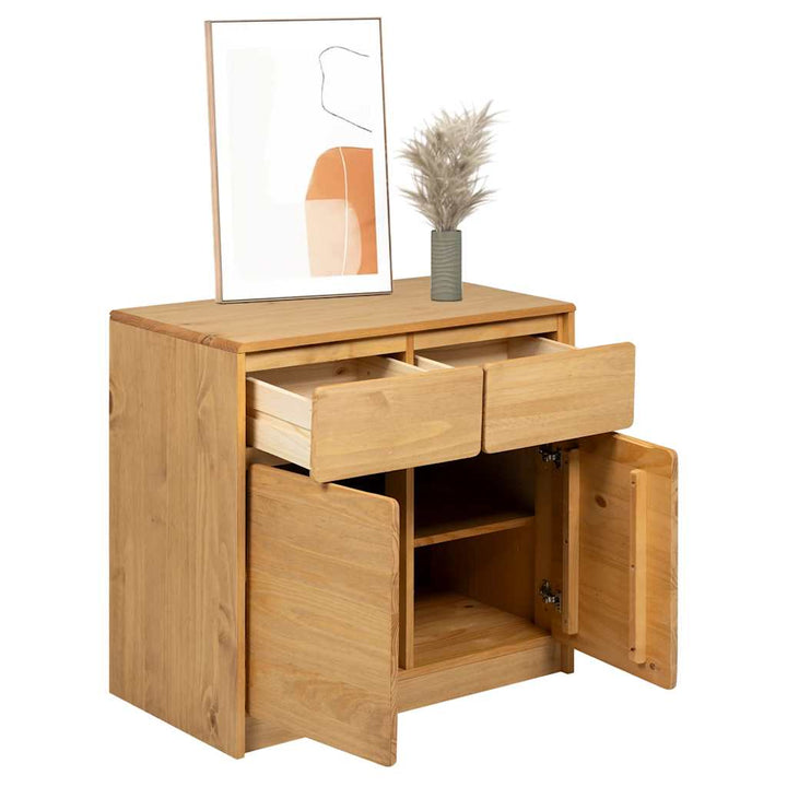 skænk SAUDA 80x43x75,5 cm massivt fyrretræ egetræsfarvet