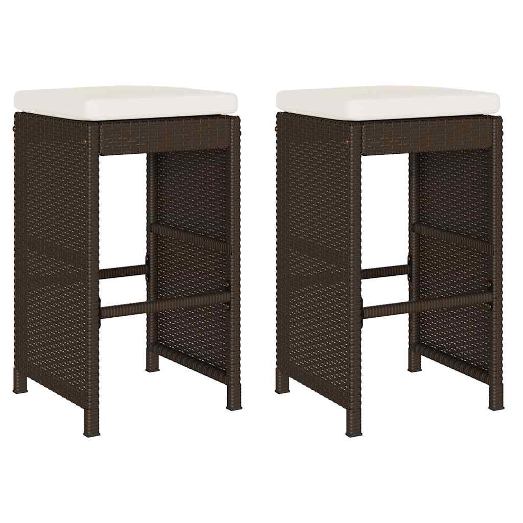 udendørs barstole med hynder 2 stk. polyrattan brun